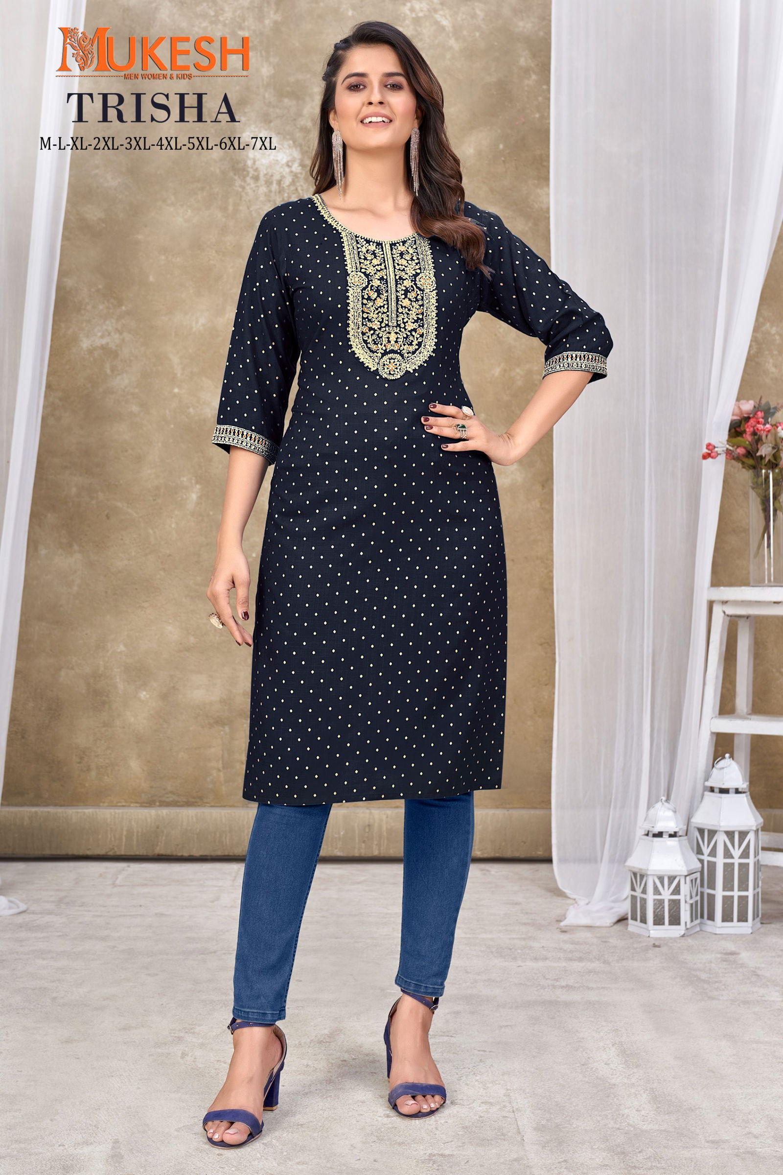 Trisha By Mukesh Rayon Embroidery Fancy Kurtis Wholesale Price In Surat
